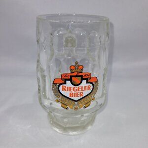 Riegeler Vintage 6.25" Glass German Beer Mug Pint Ale Cup